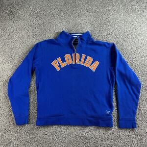 Florida Gators Victorias Secret Sweatshirt Womens M Blue Orange Chomp Em 1/4 Zip